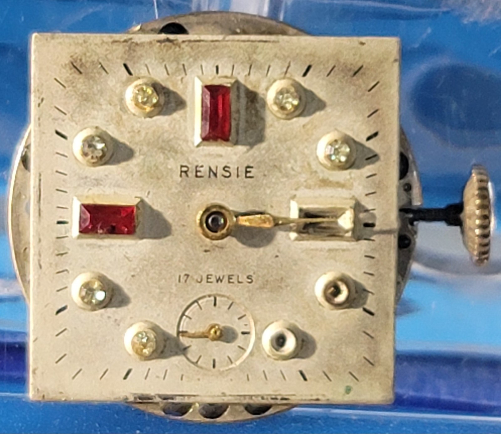 WB1a: Vintage Rensie Watch Movement Jeweled Dial Raymond Co Parts Repair – 21mm