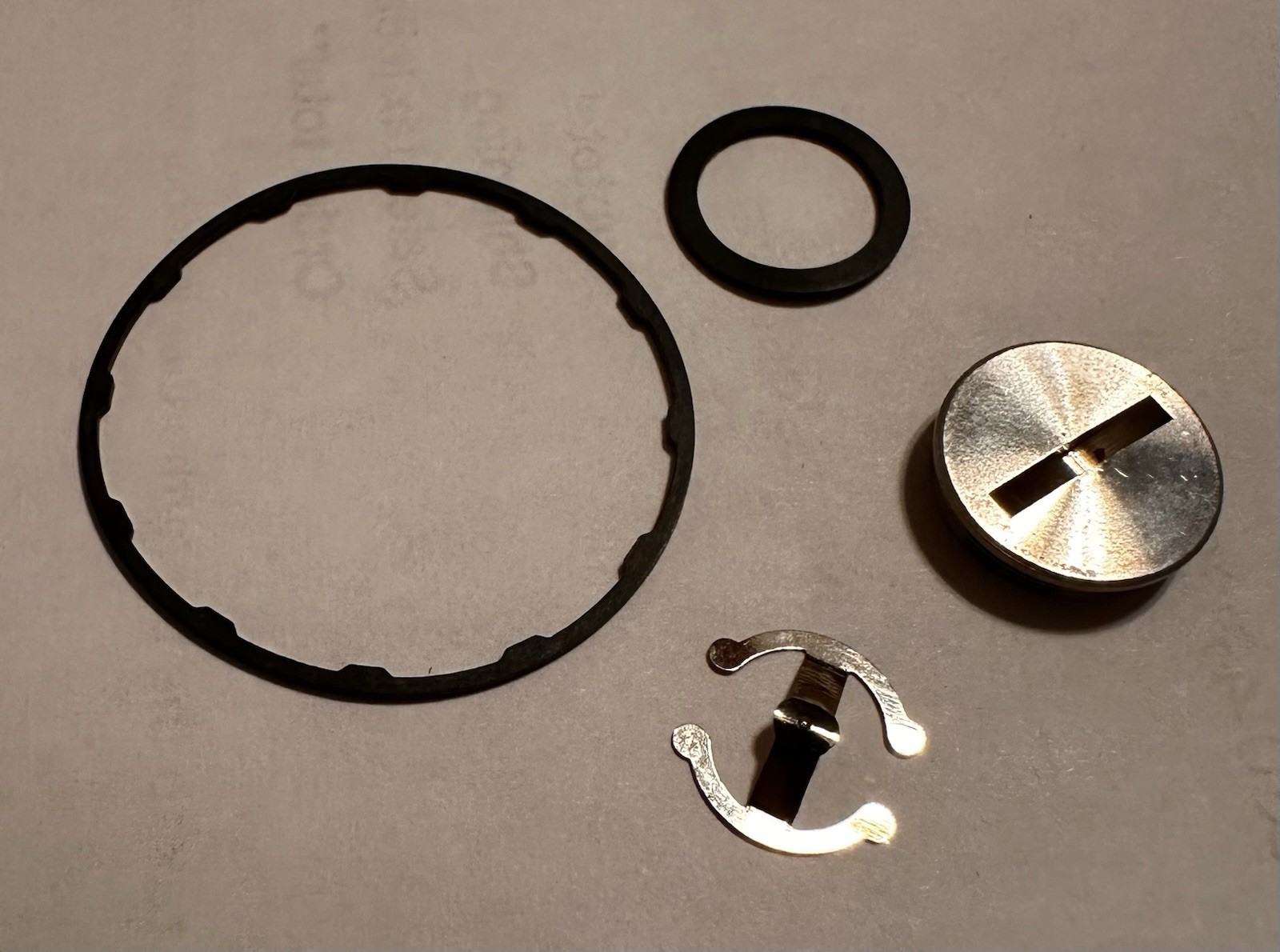 Accutron 214 All NOS Battery Hatch, Hatch Gasket, Contact Spring, Case Gasket