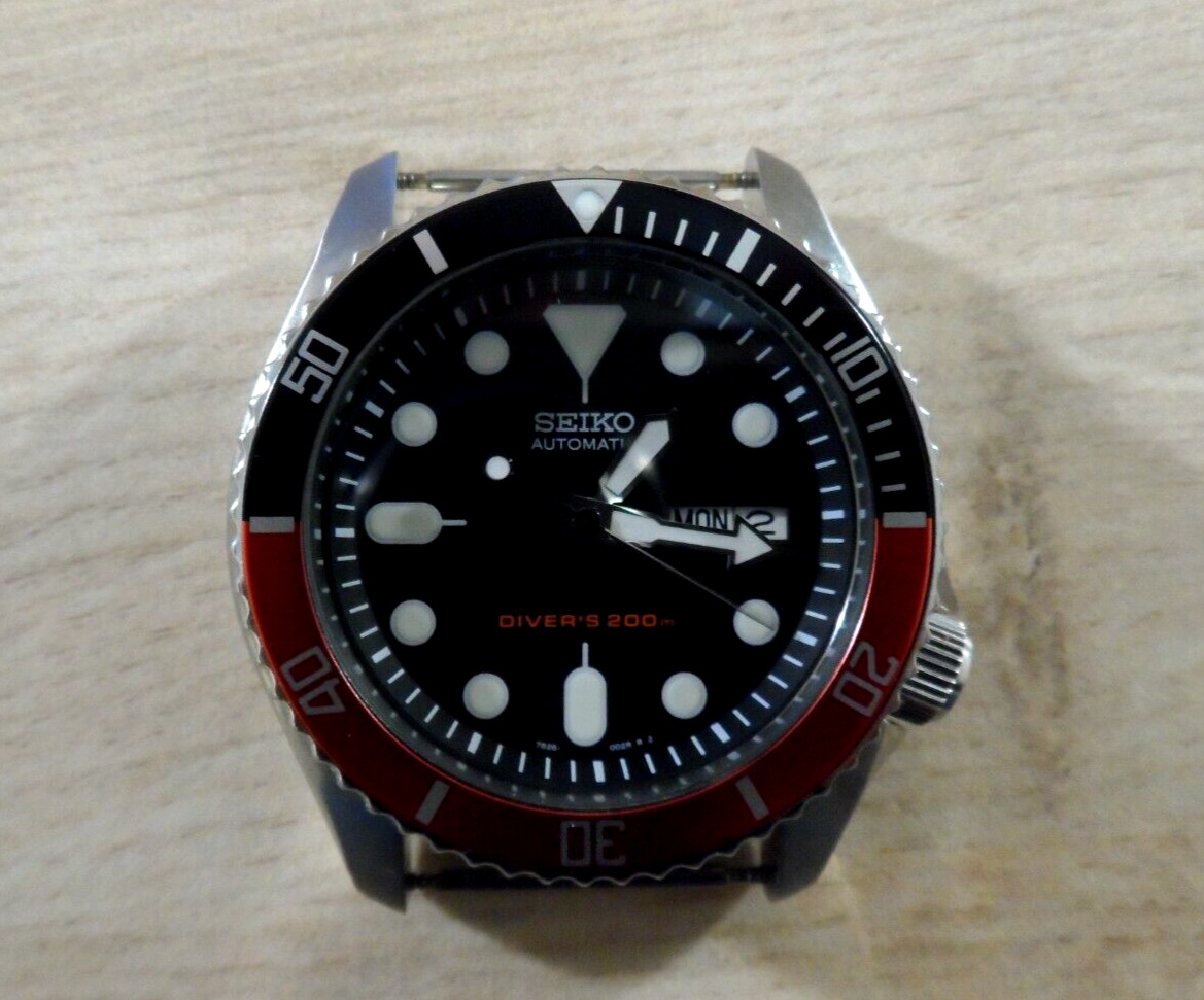 Flat Aluminum Bezel Insert for Seiko SKX SRPD Bezel Black Red and Adhesive Ring