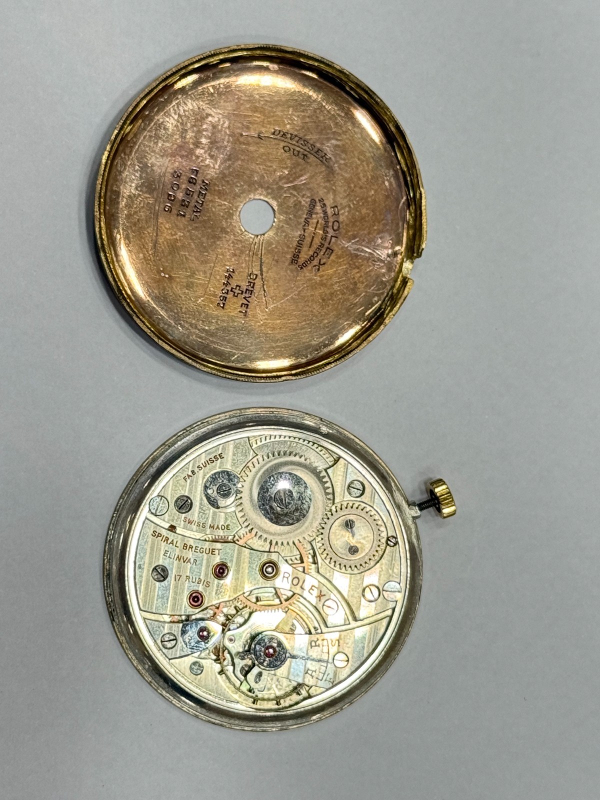 Rolex Pocket Watch Movement Manual Swiss Made Spiral Breguet Running