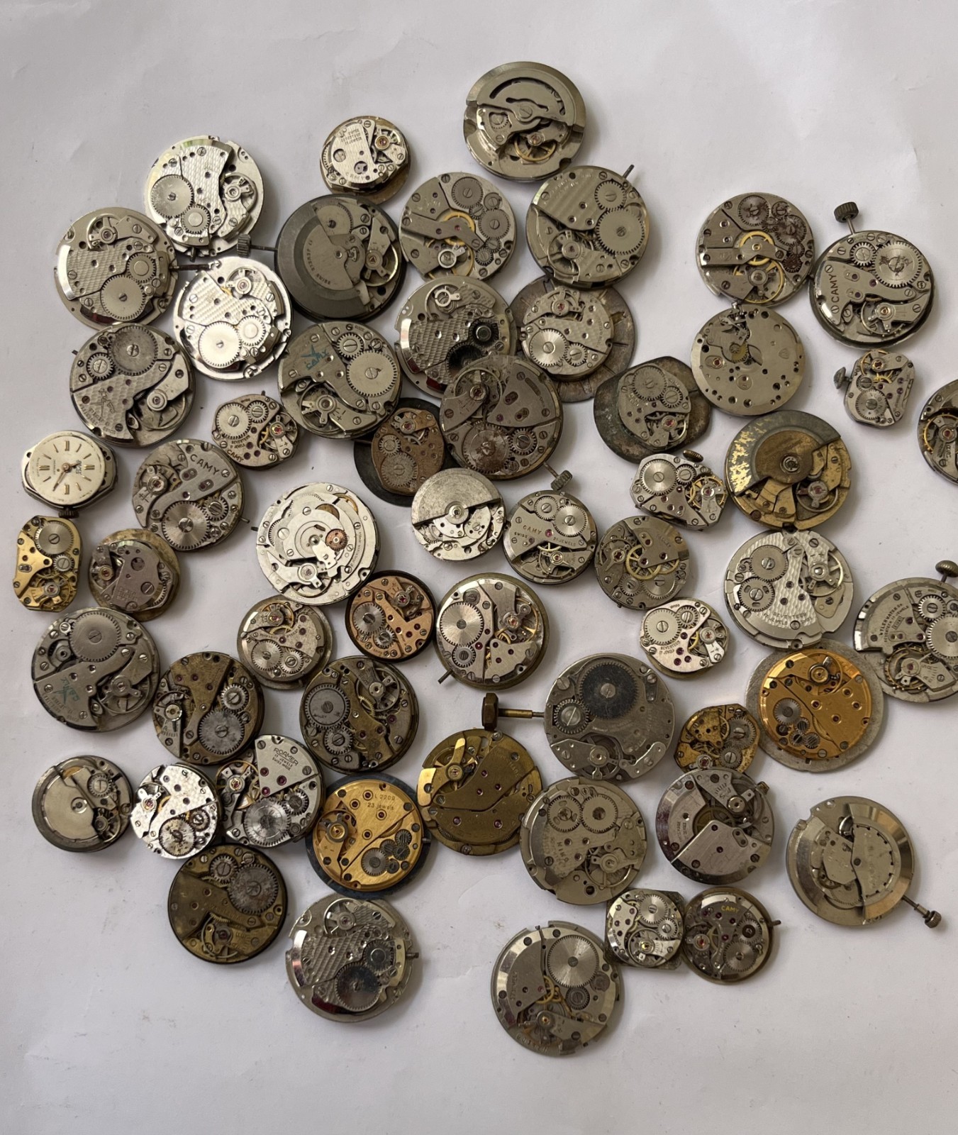56x Swiss Watch Movements Lot AS FHF Ladies Gents Mixed Parts Repair Untested