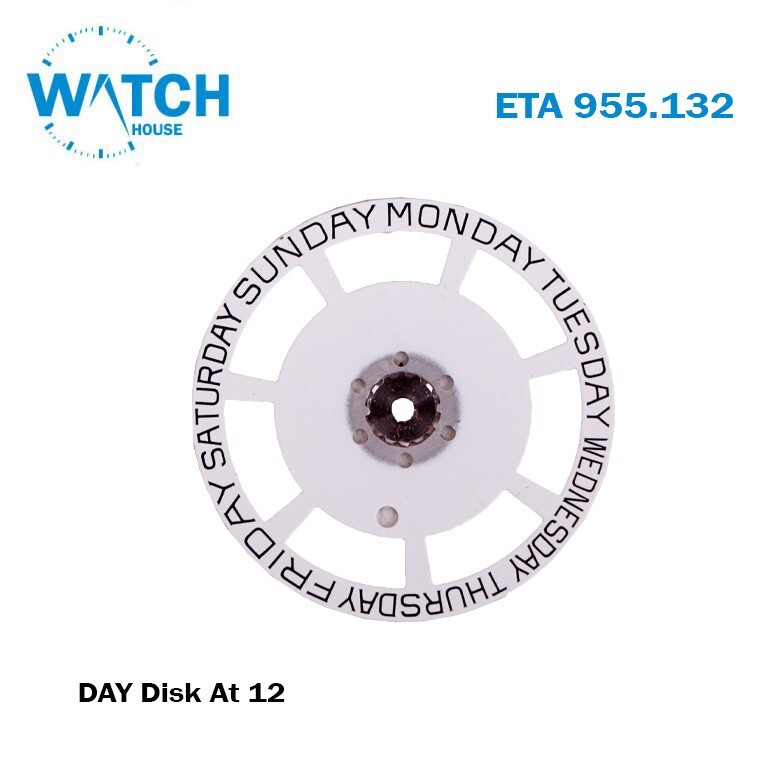 Date Disk For ETA Movement 955.132, White At 12.