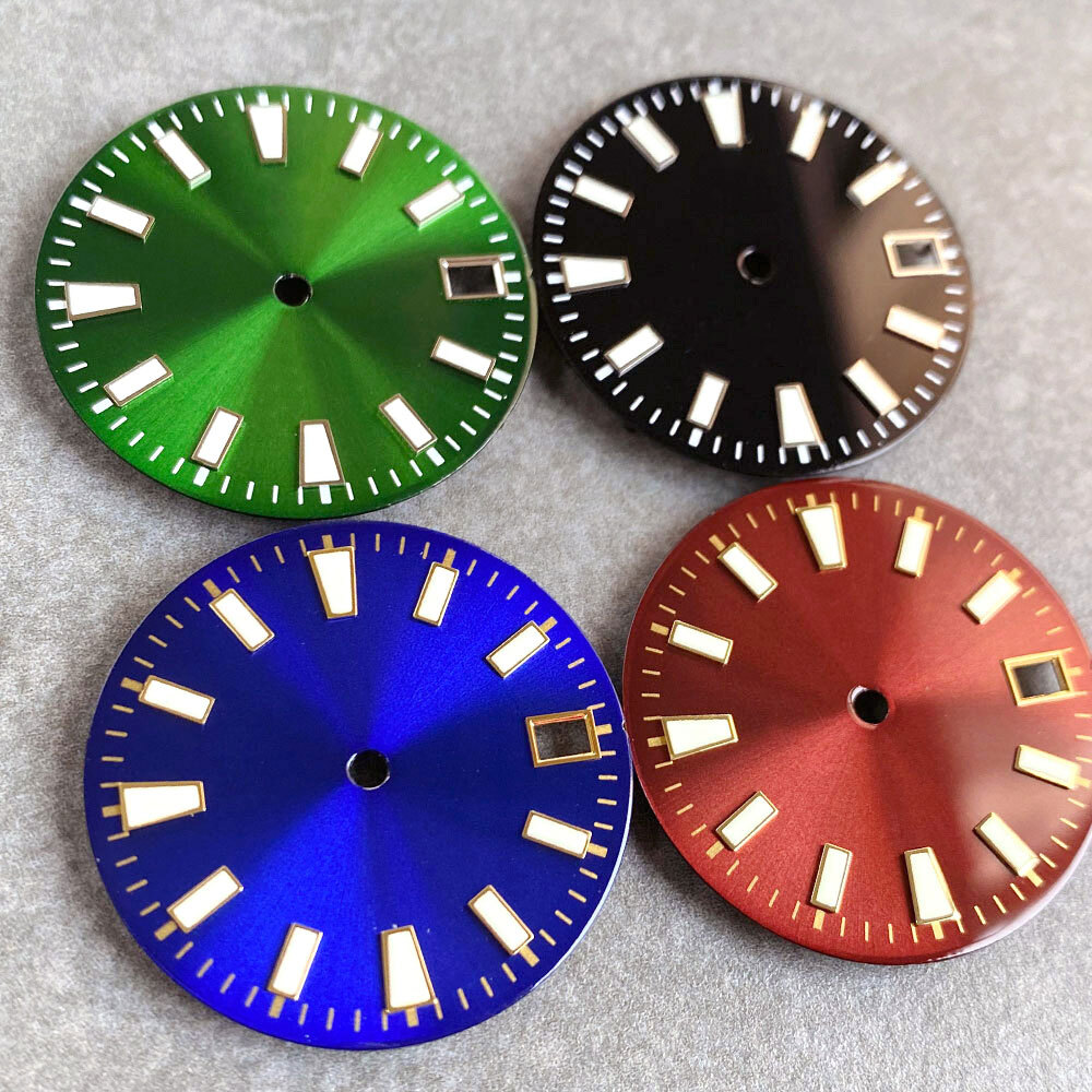 29mm Watch Dial Face Luminous Fit NH35 NH35A NH36A Sunburst Green Black Blue