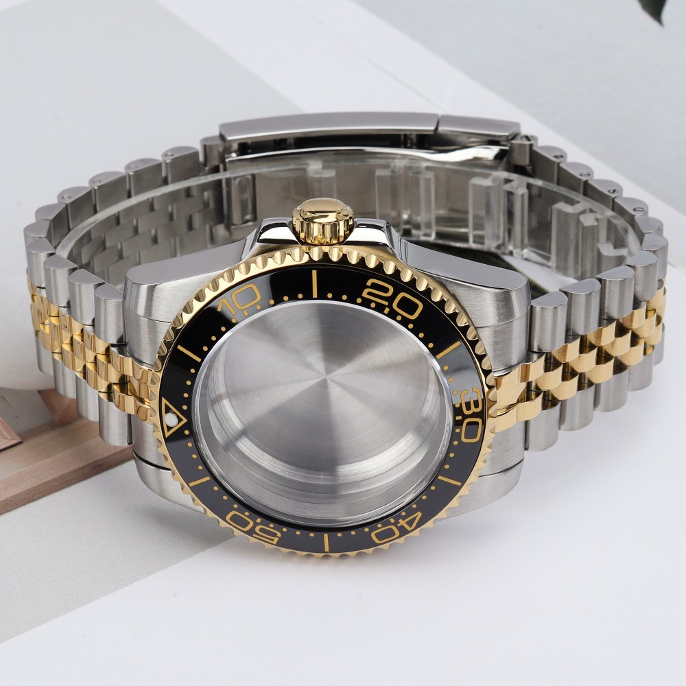 Sapphire Oyster Yacht 40mm Retro Watch Cases Bracelet 10ATM For Seiko NH35 NH38