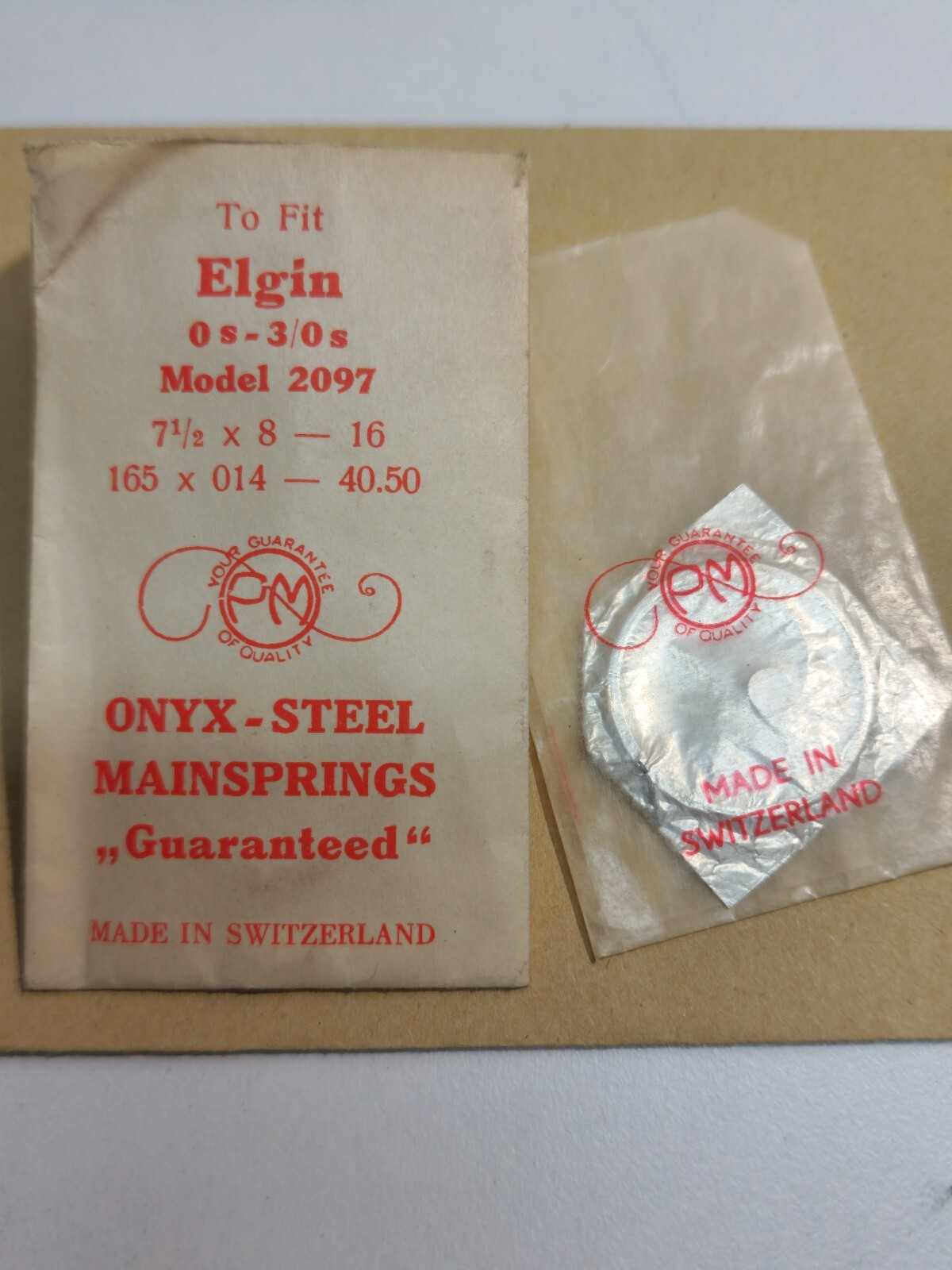 Vintage NOS Elgin 0s-3/0 Model 2097 PM Onyx-Steel Mainspring