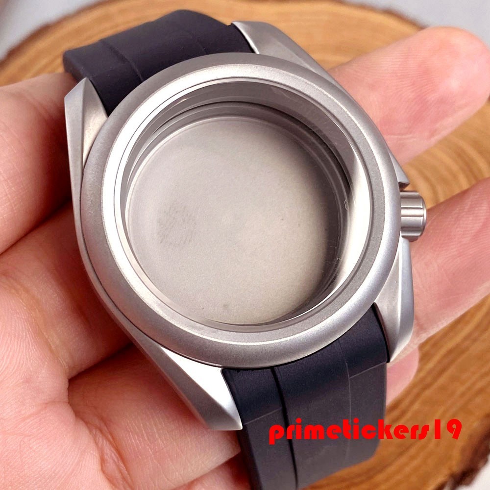 Steel/Titanium 40mm Watch Case+Silicone Band Sapphire 3.8 Crown Fit NH35 PT5000