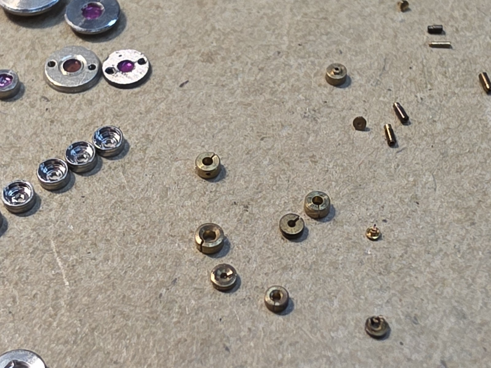 Lot Of 80 Mixed Pocket Watch/Wristwatch Jewel Parts-Jewel Settings, Unset Jewels