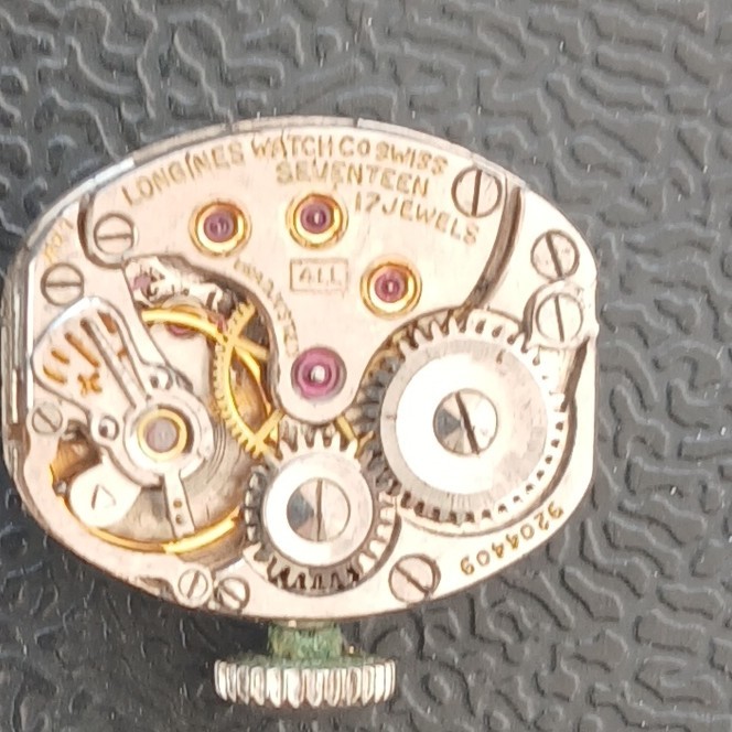 Longines 4LL watch movement, small, ladies, Swiss, partially disassembled, 1952