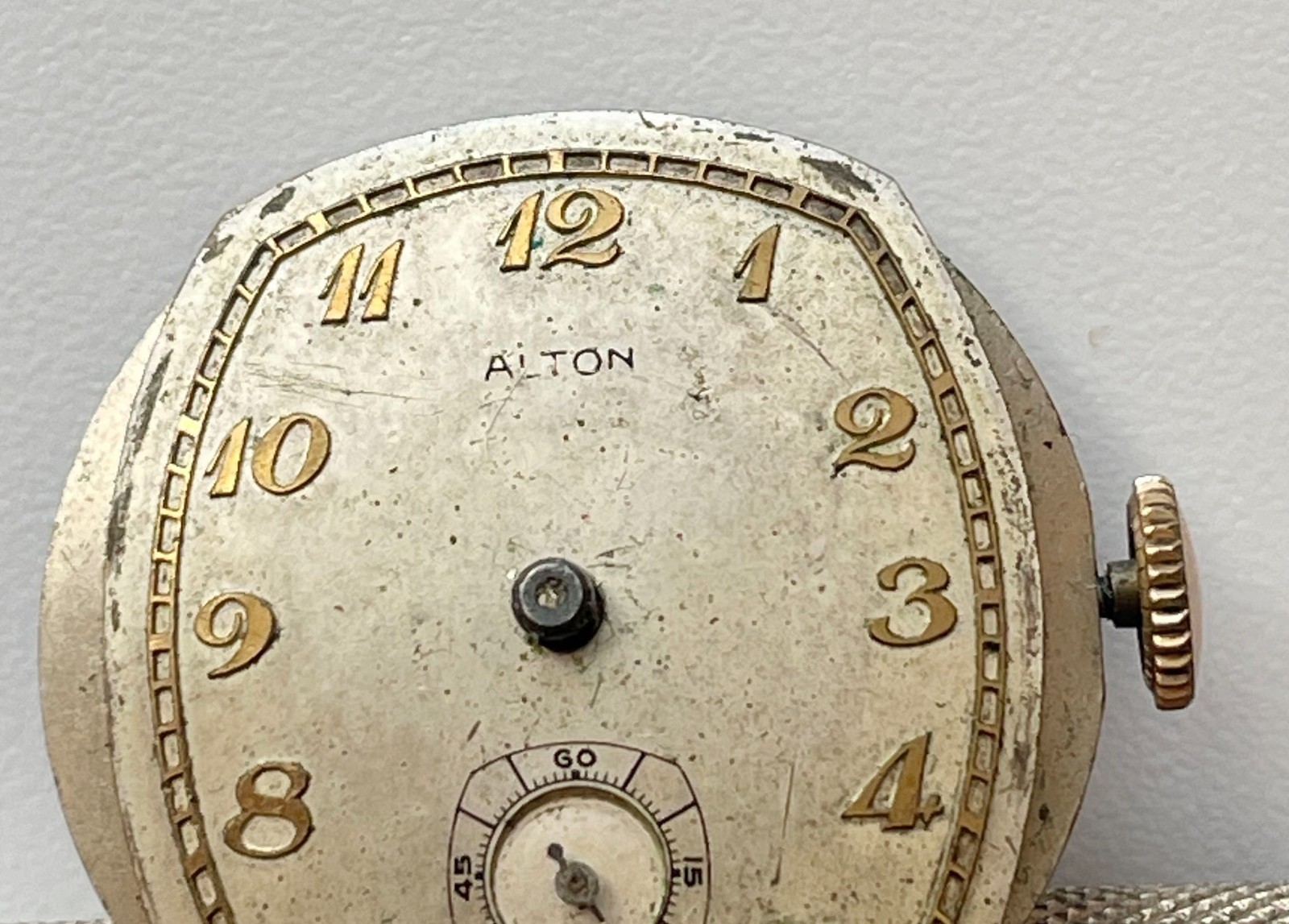 Vintage Alton Watch Co Swiss Movement 17 Jewels Sub Second Parts Repair