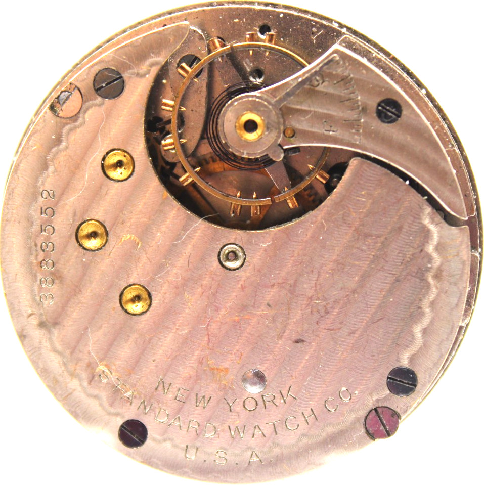1908 NEW YORK STANDARD POCKET WATCH MOVEMENT 3883552 GRADE: 65 18s 7j (FS2)