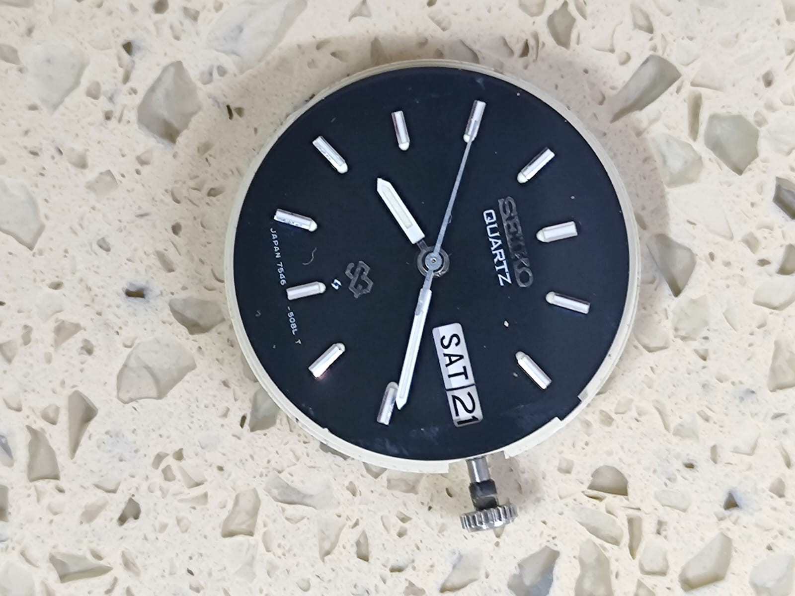 Vintage SEIKO 7546 Quartz Movement with Dial Not Working Y