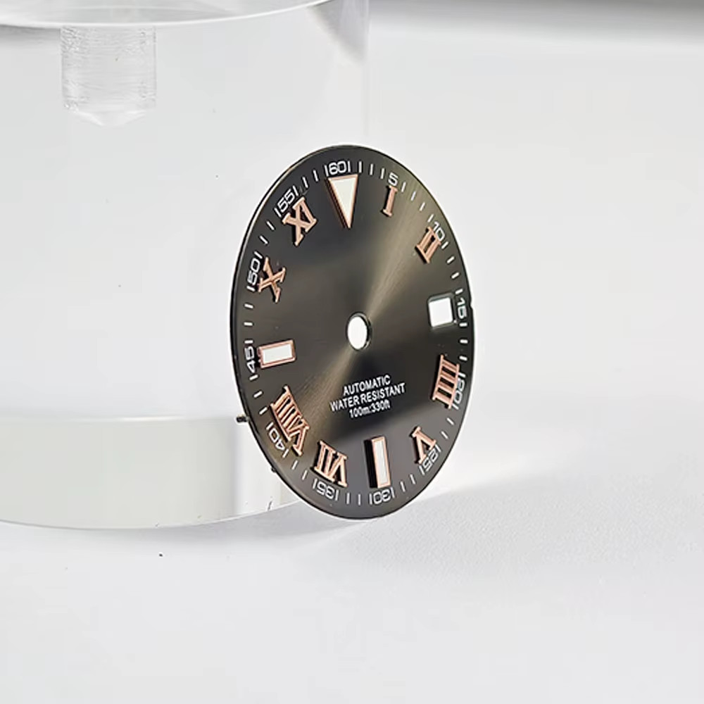 NH35 29Mm No Logo Sterile Sunburst Watch Dial for NH35A NH36 Movement Green Lumi