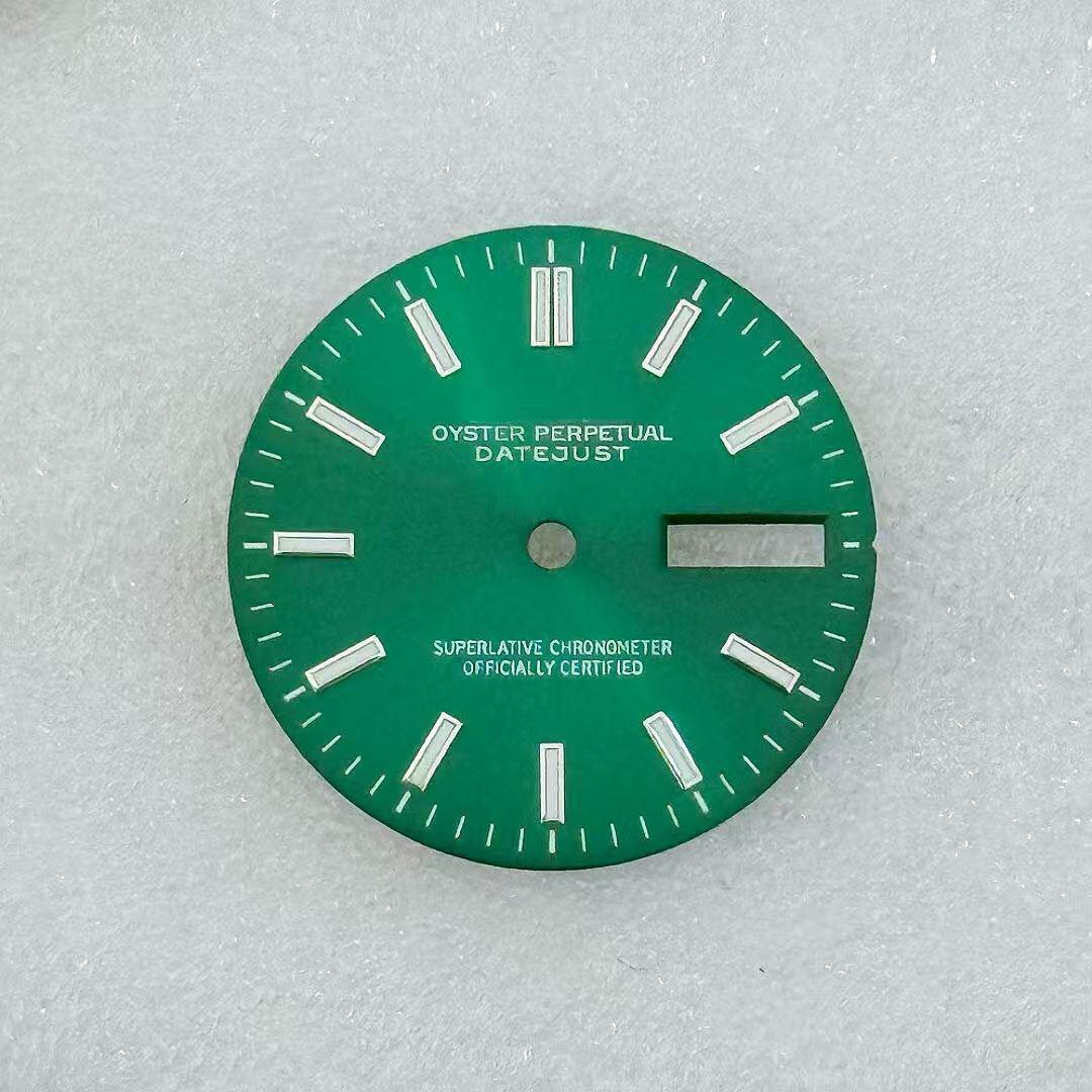 28.5Mm Dual Calendar Watch Dial Green Luminous for Nh36 Movement Watch Parts