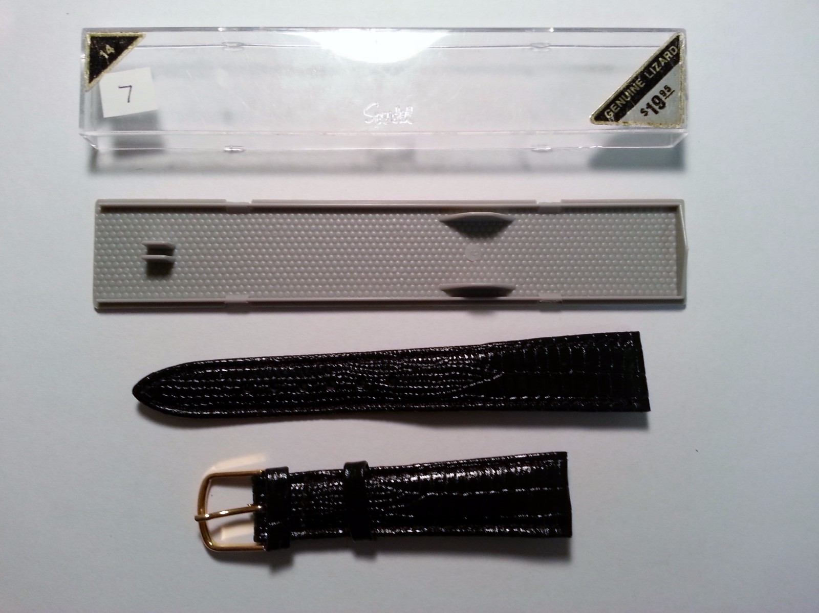 Speidel Genuine Leather Lizard Watch Band Black 14 mm New In Box Vintage