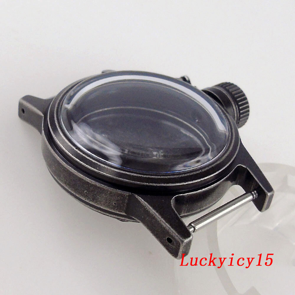 36mm Brush Silver Black Sandblast Watch Case fit NH35A NH36A NH34 SKX SRP 7S26
