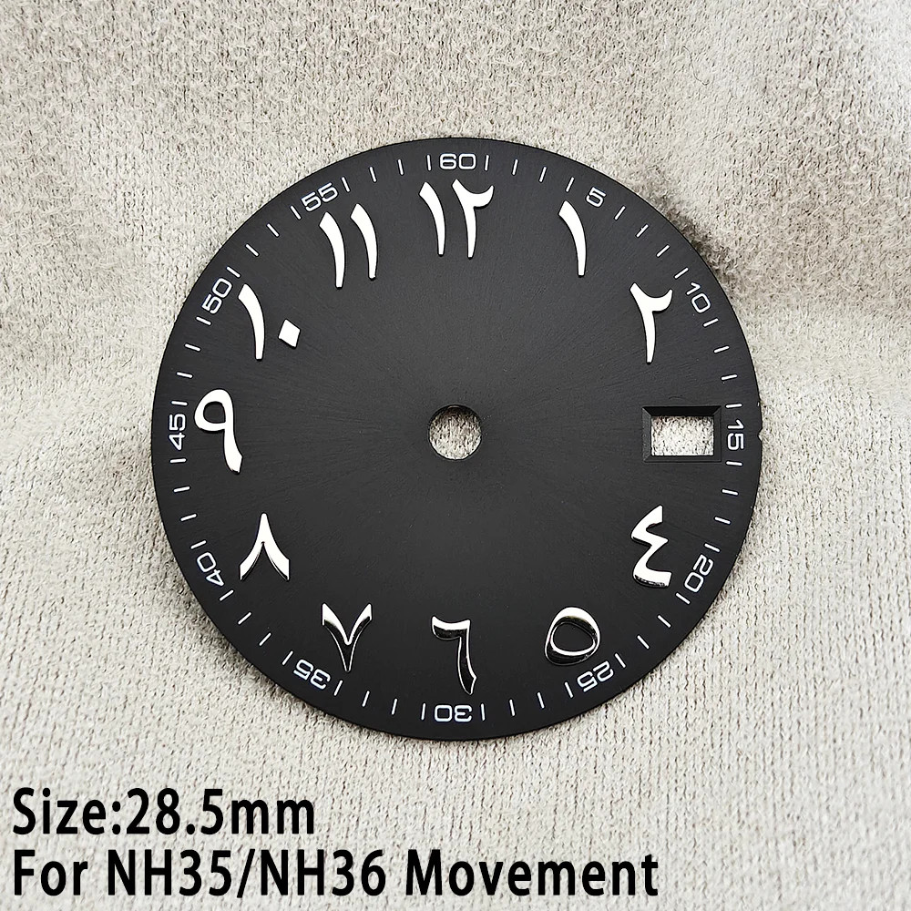 28.5mm Sky Blue Arabic Numeral Dial with Date Silver Scale For Auto Movement