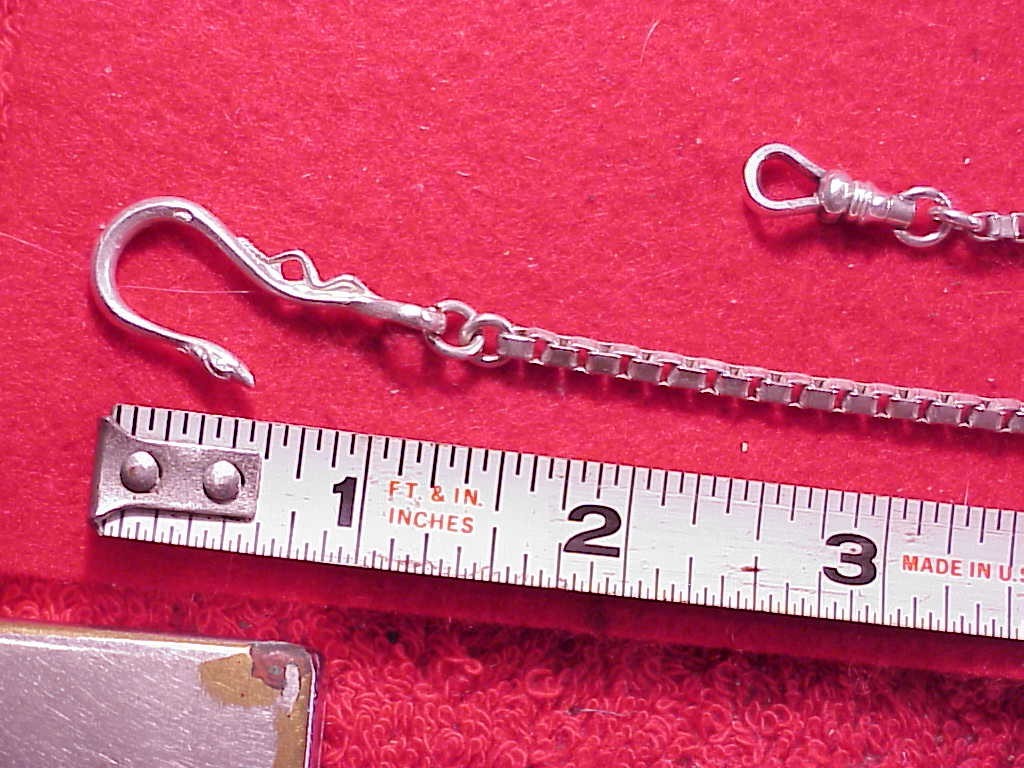VINTAGE SNAKE SHEPHERD HOOK SILVERPLATED POCKET WATCH CHAIN EARLY BOXLINK 13.25″