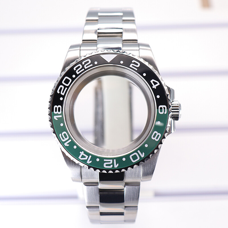 40mm Watch Case+Oyster Bracelet GMT Two Color Ceramic Bezel For nh35/36 Movement
