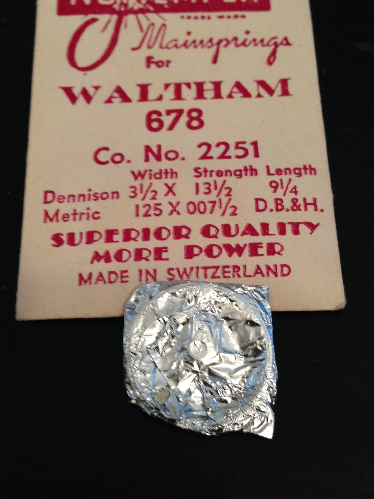NuTemper Mainspring #604 Waltham 2251 for Model 678 – Steel