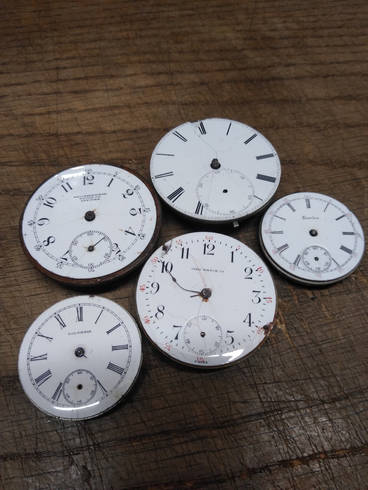 Vtg Antique Pocket Watch Parts Repair Movements Lot Knickerbocker Taylor Civic
