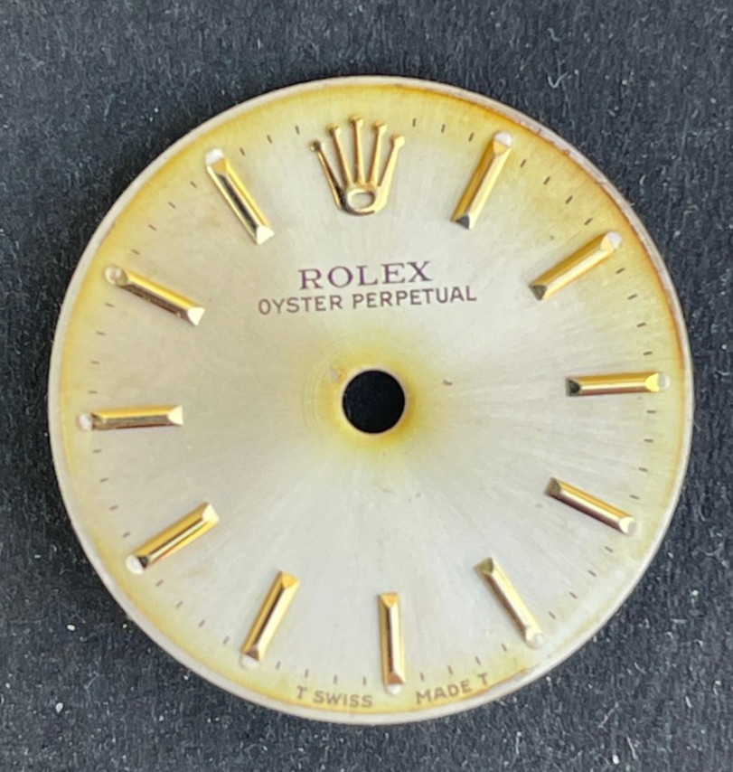 Vintage Rolex Ladies Oyster Perpetual Watch Dial For 24mm 6718 Champagne & Gold