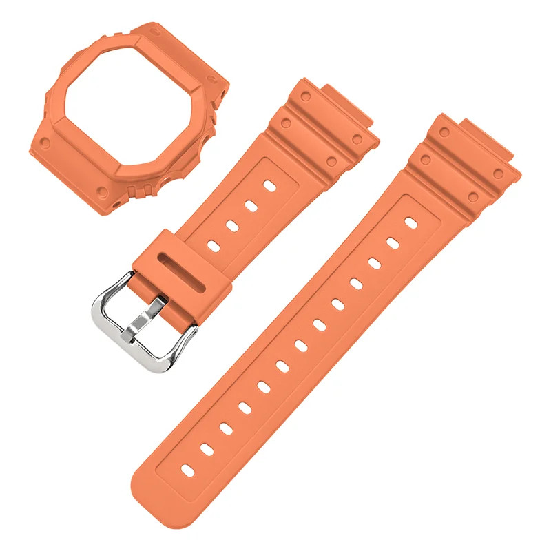 Silicone Case+Strap For Casio G-SHOCK DW5600 DW5000 Resin Waterproof Watch set