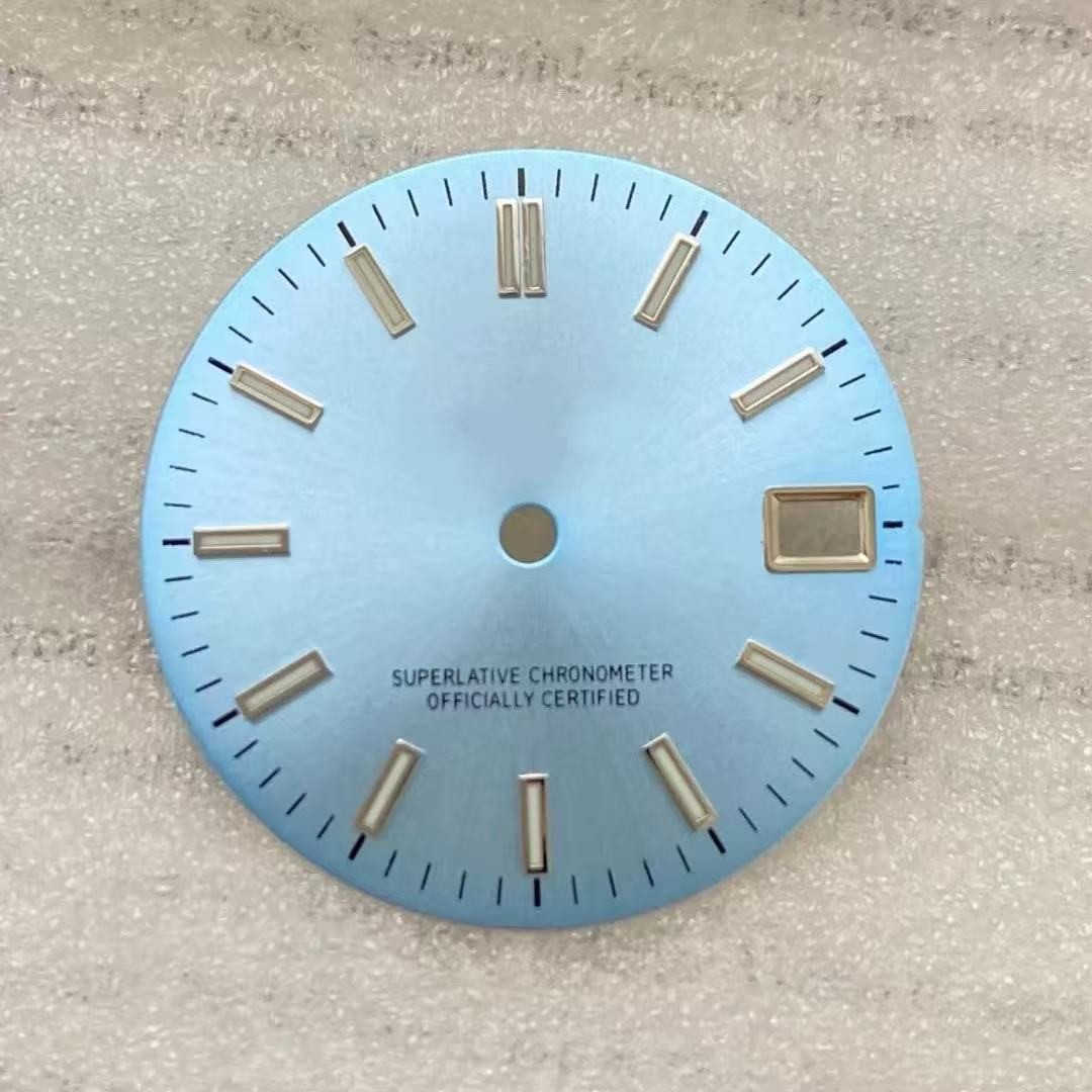 28.5mm Sun Pattern Watch Dial Green Luminous Date for Nh35 Nh36 4R Movement