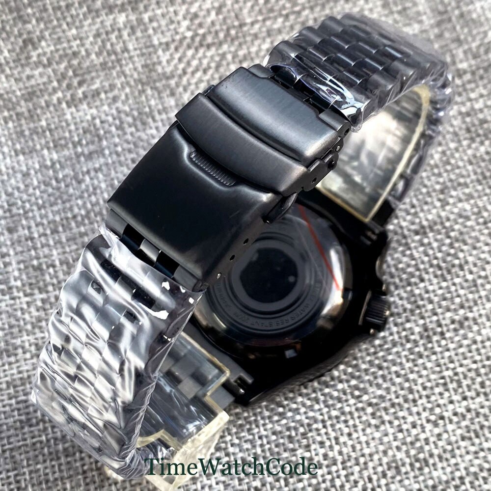 41mm 200m Diver Black PVD Watch Case Fit NH35 NH36 Ceramic Bezel Sapphire Glass