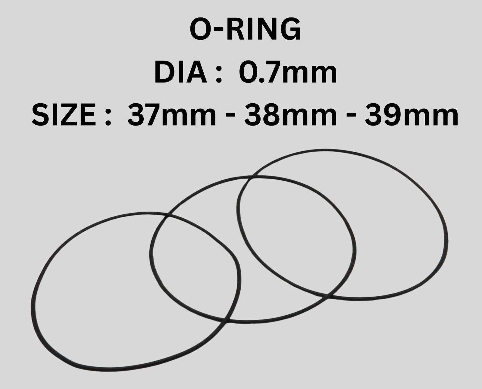 Rubber Watch Case Back O Ring Round Gasket 37mm – 38mm – 39mm Thick 0.7mm