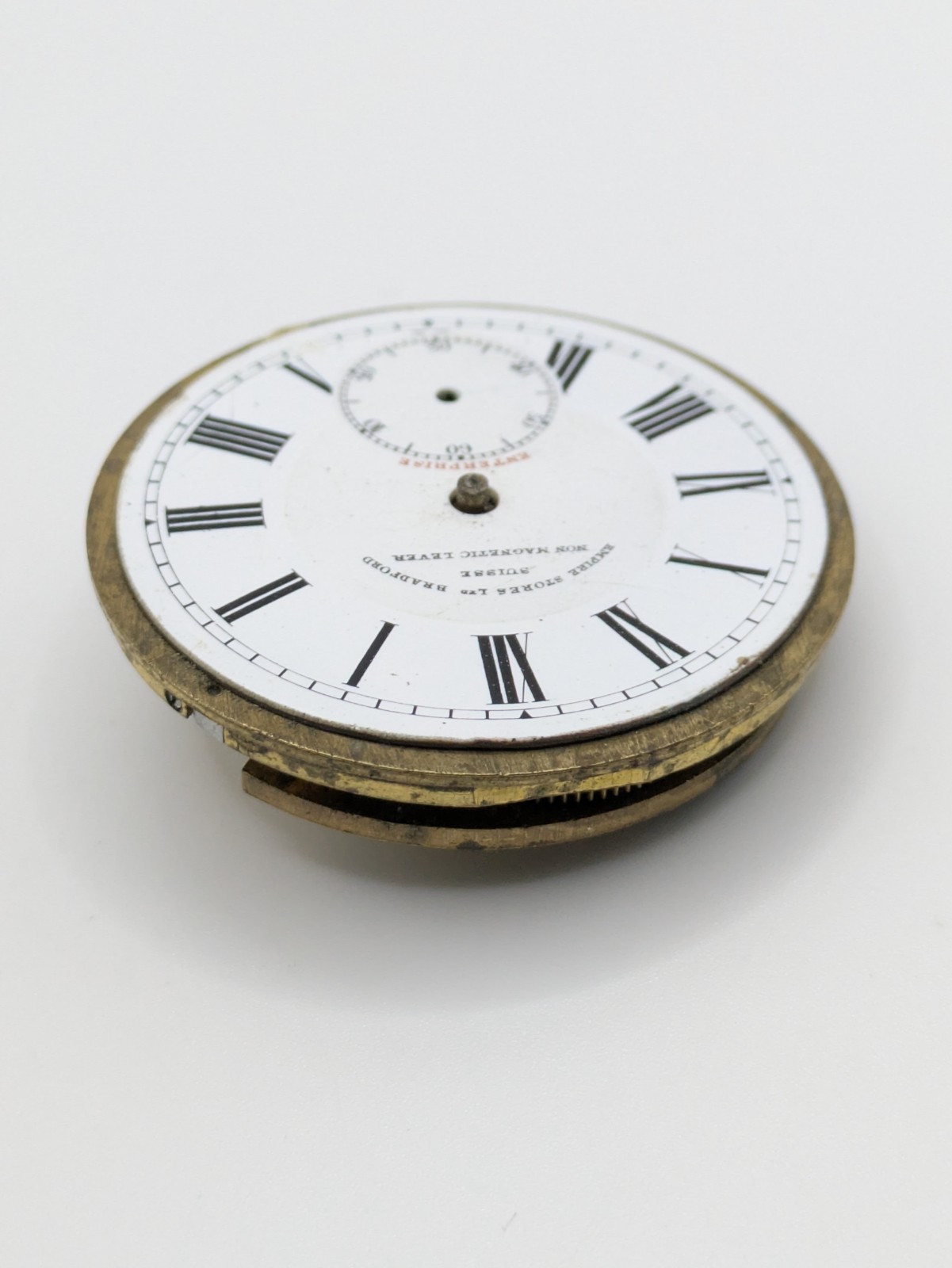 Empire Stores Suisse Manual Wind Pocket Watch Movement Repair No Hands 46.5mm