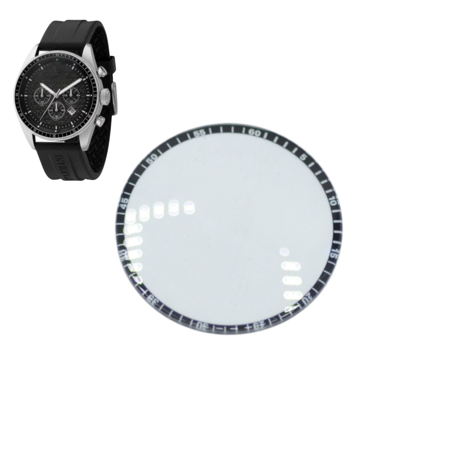 AR0527 Black Frame Watch Crystal For Emporio Armani