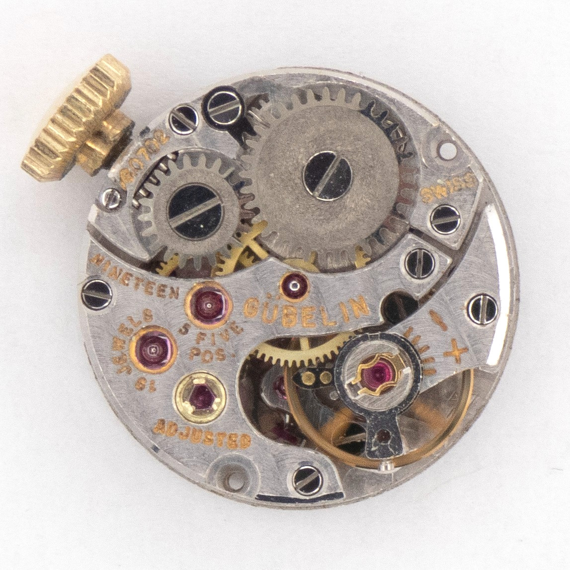 Vintage Gubelin 13.7 x 4.4 mm 19-Jewel Wristwatch Movement, Keeps Time