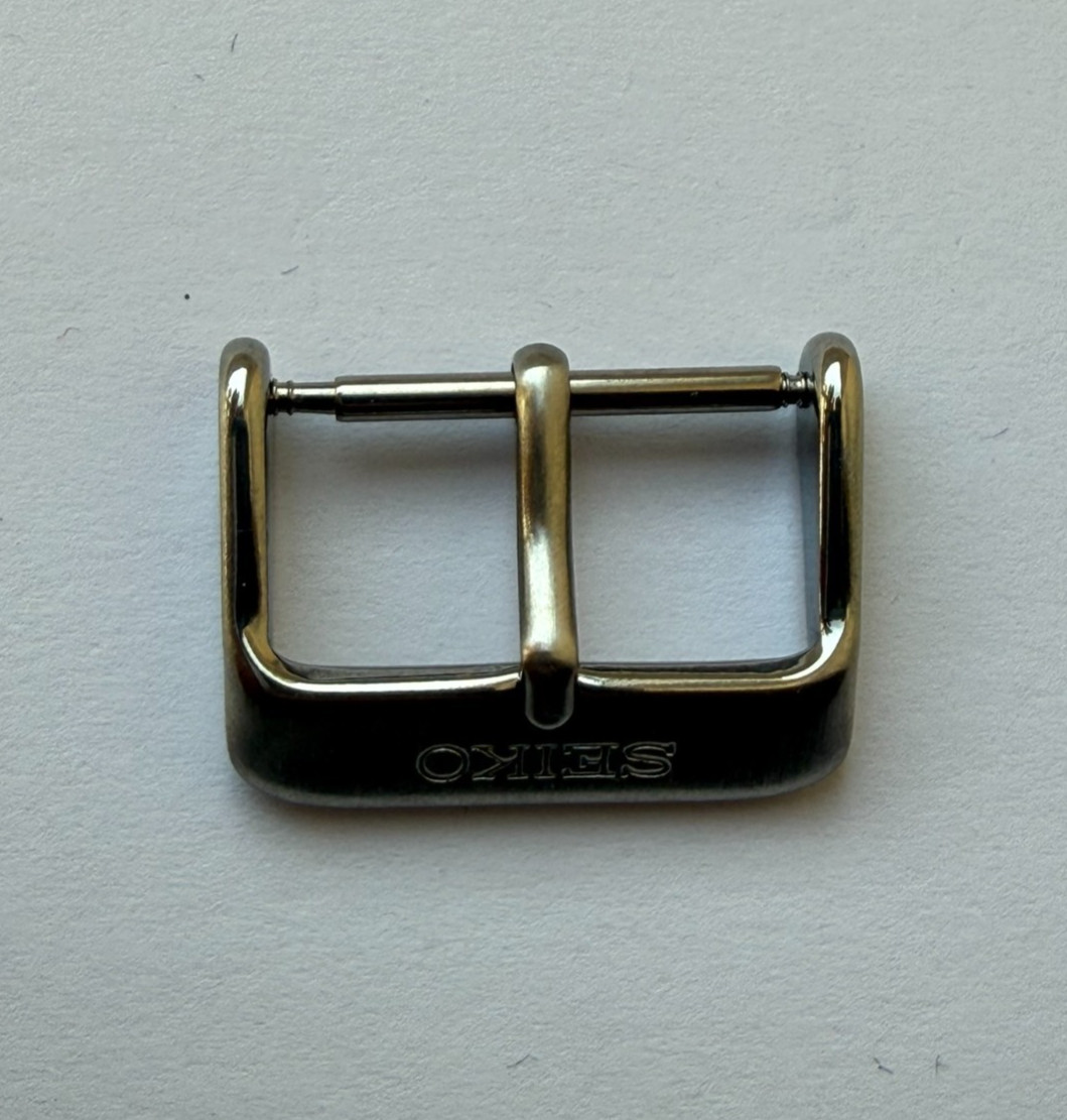 Genuine Original Seiko Brushed Steel Watch Pin Buckle 20mm Leather Rubber Strap