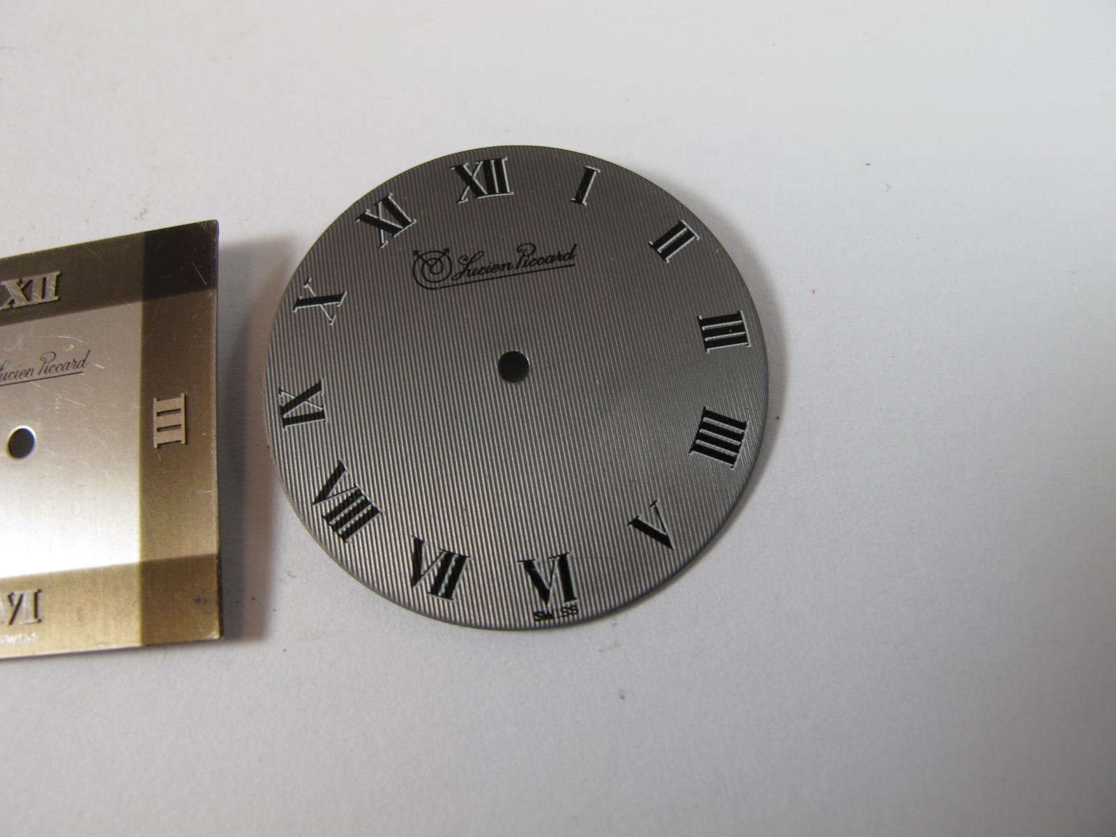 LUCIEN PICARD PAIR OF MENS VINTAGE WATCH DIALS SQUARE AND ROUND