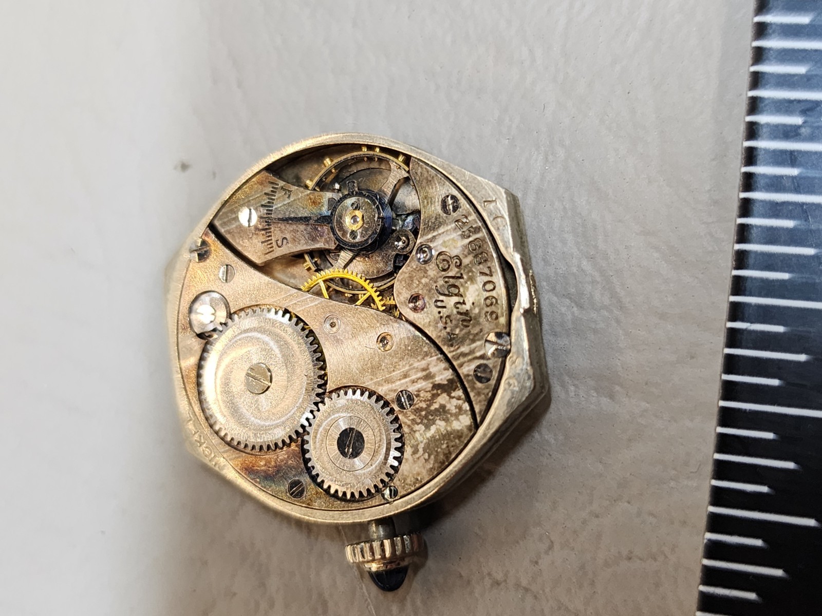 (For Parts Not Working) – ELGIN Nickel Wrist WATCH Face Movement Only