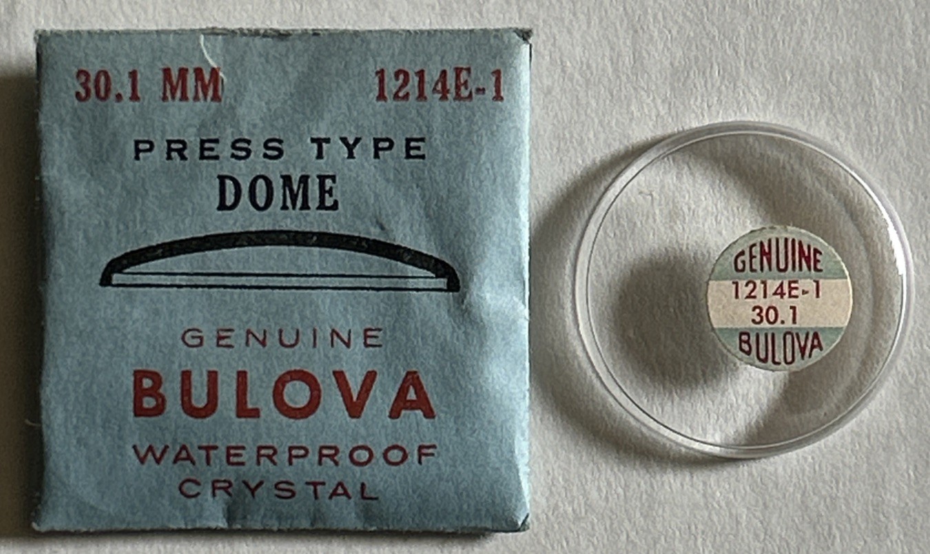 Vintage Genuine BULOVA 1214E-1 Press Type Dome Watch Crystal 30.1 MM NOS