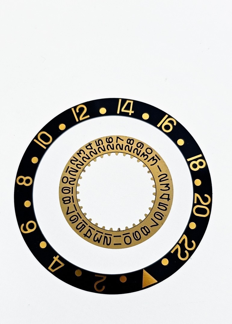 Rolex dial + hands + disc date bezel Ref.1675 GMT-MASTER DIAL NIPPLE set
