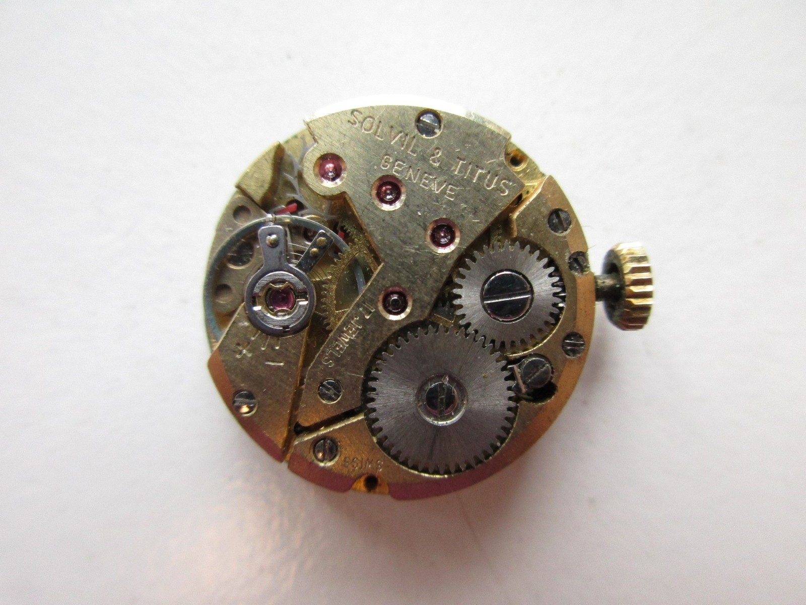 Unitas cal. 6365N Swiss Solvil & Titus signed watch movement – running