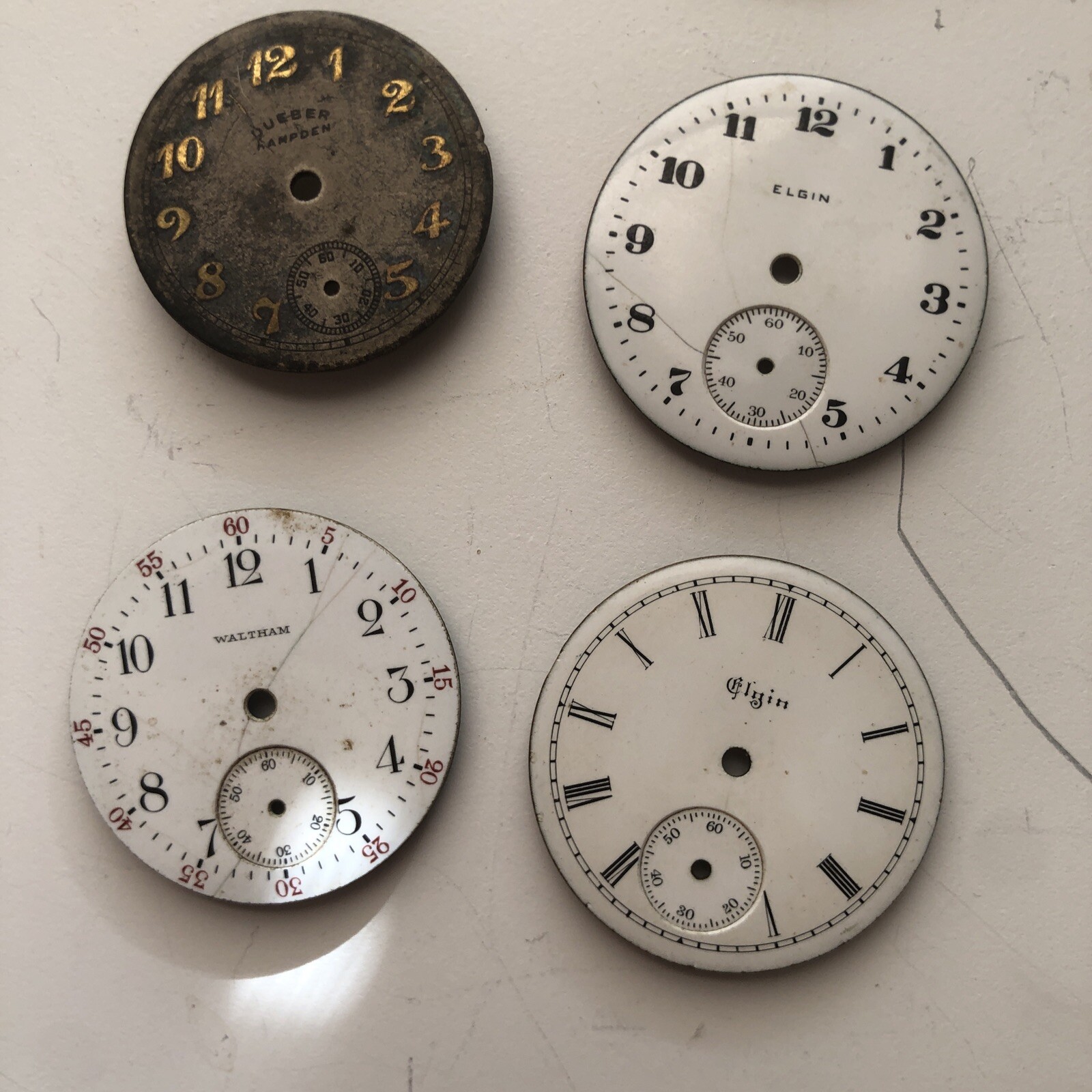 Lot of 6 Watch Face Parts Waltham, Elgin, Bulova