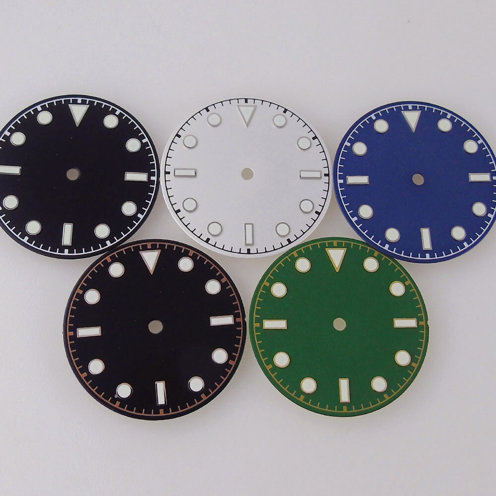 29mm Black White Green Blue Dial Fit Vintage Style NH35A NH36 2824 8215 movement