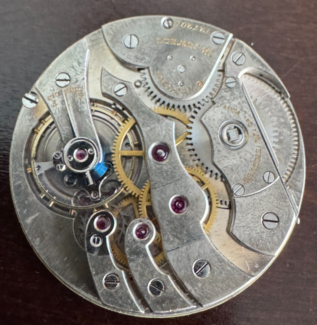 VINTAGE 41.5MM AGASSIZ OPENFACE POCKET WATCH MOVEMENT 18 JEWEL BAD STAFF N.R.