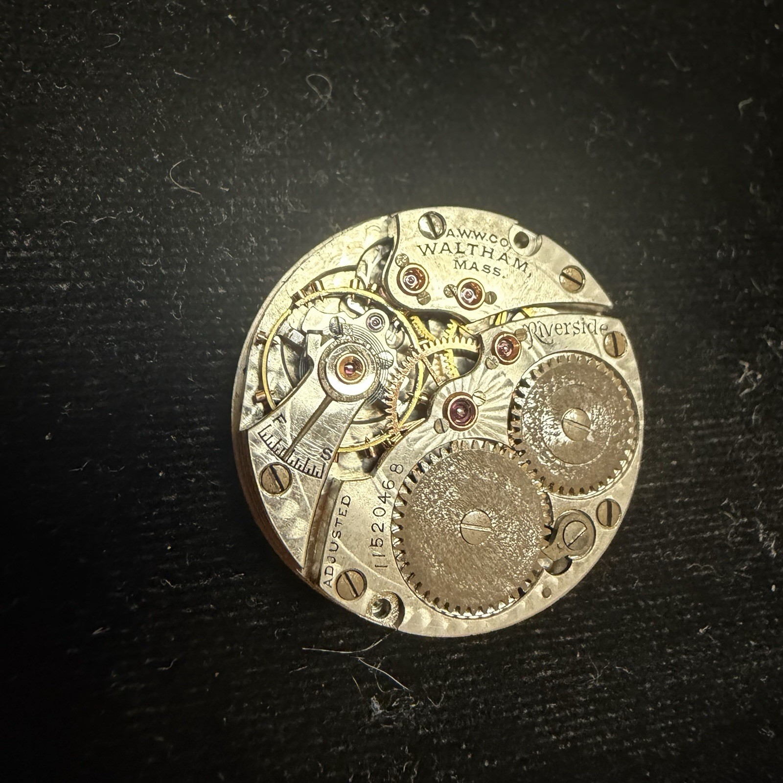 1902 Waltham 1898 Riverside 17J Pocket Watch Movement & Dial Parts Or Repair