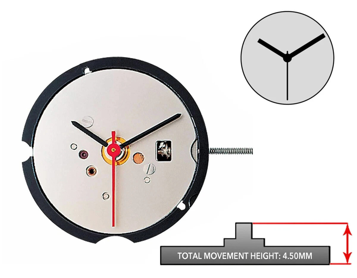 Harley Ronda 583, 3 Hands, Swiss Parts Quartz Watch Movement, Height 4.5mm