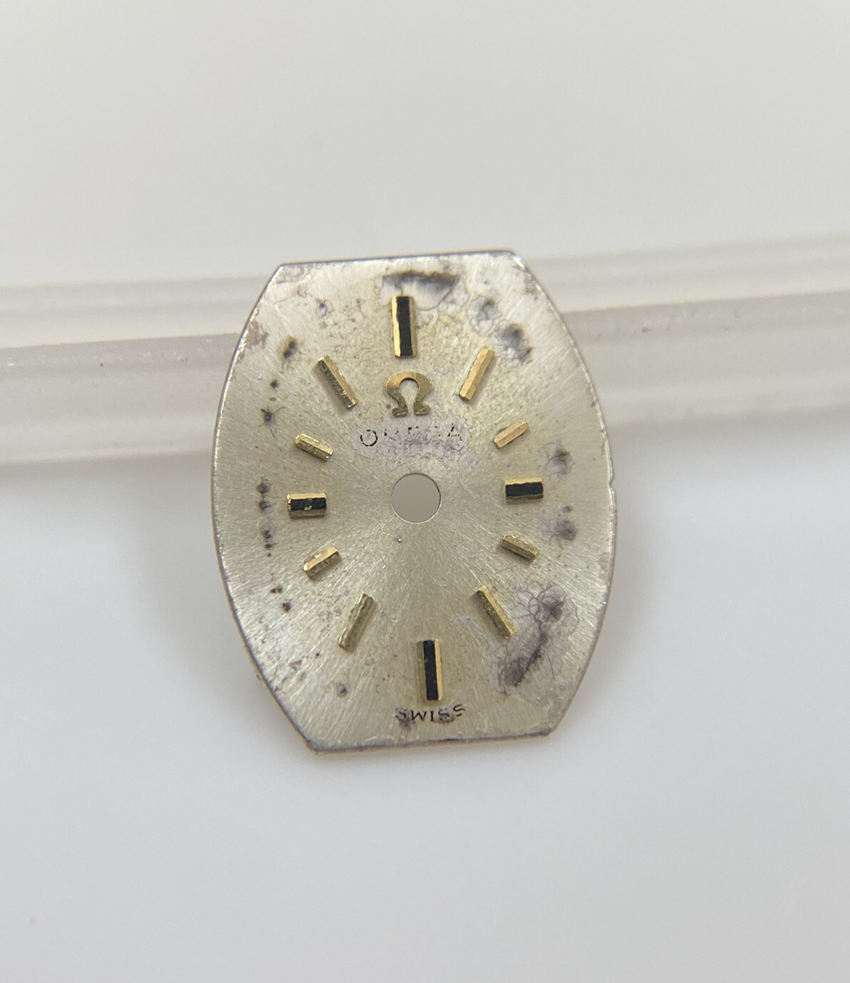 Original Vintage Omega Cal. 484 Silver/Gold Stick 10.8mm X 13.2mm Watch Dial