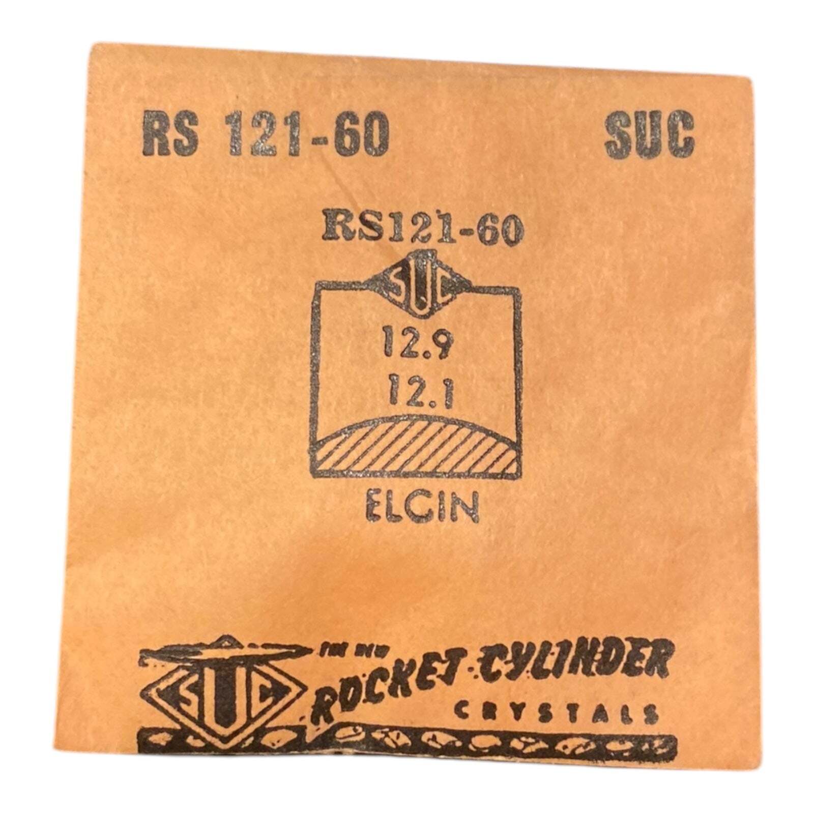 SUC RS121-60 RS 121-60 Watch Crystal 12.9×12.1 mm NOS Part Elgin