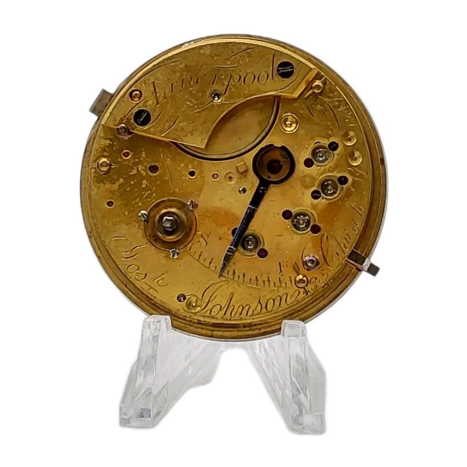 Joseph Johnson Liverpool Fusee Movement Sunk Dial Cover Pocket Watch Parts 405