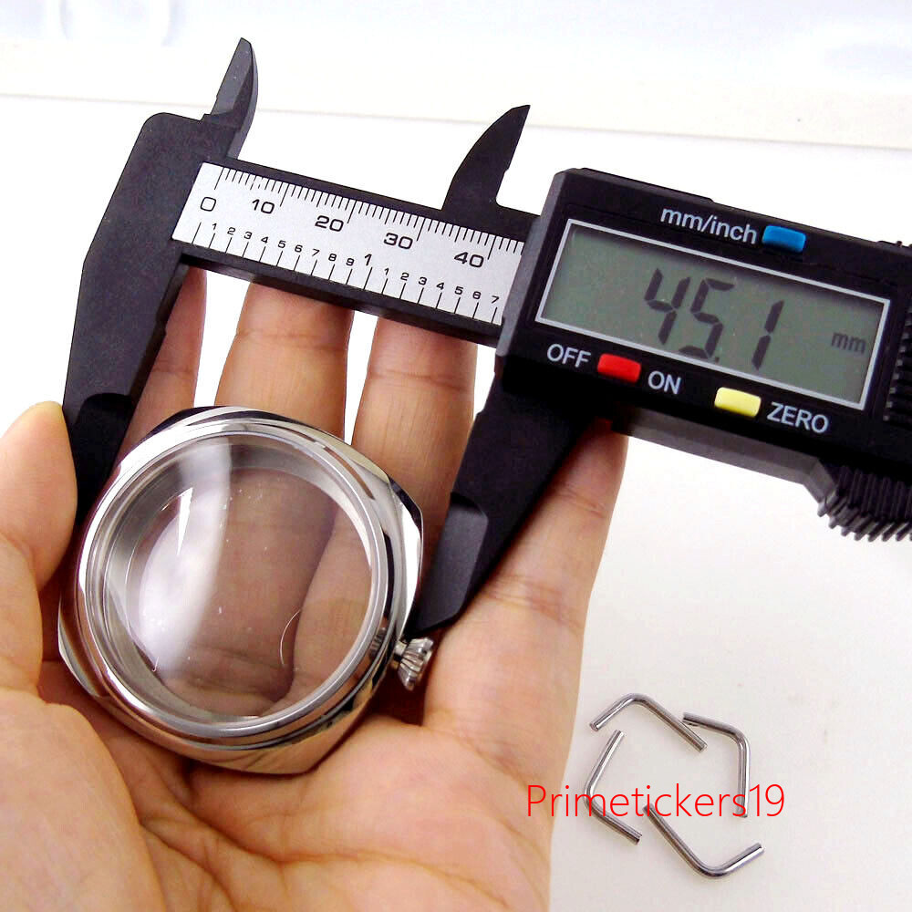 45mm Stainless Steel Watch Case Sandwich Dial Hands Fit ETA6497 6498 ST3600 3620