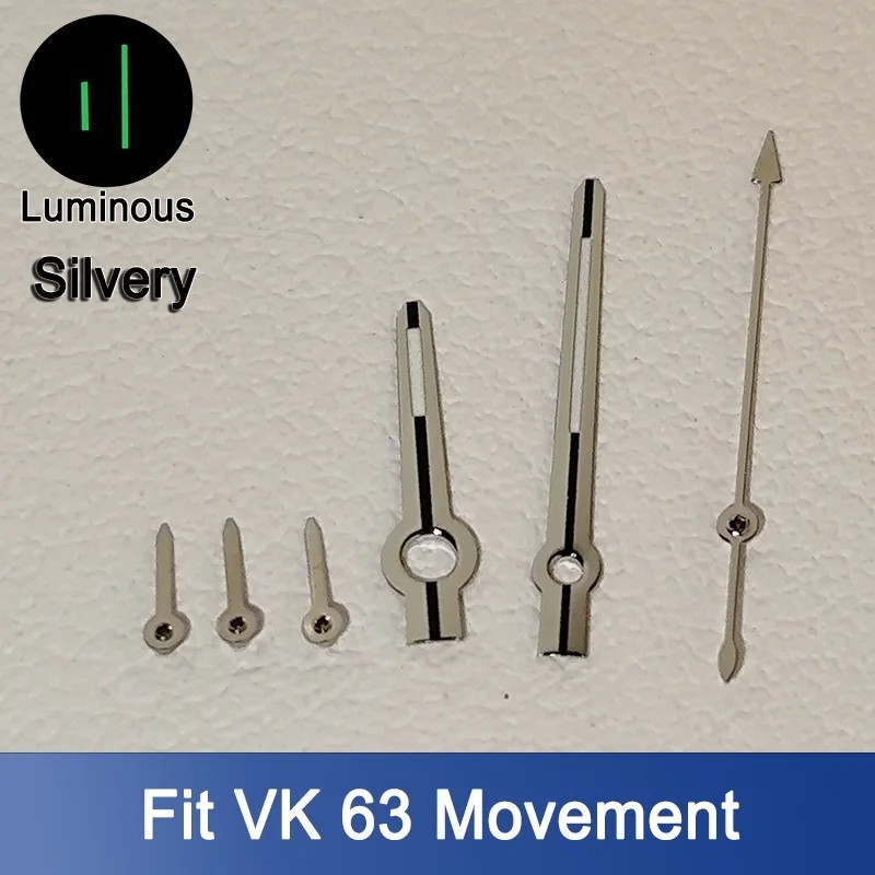 Watch Hands For VK63 Set 6-Hand Green Luminous Silver Rose Gold Mod Parts