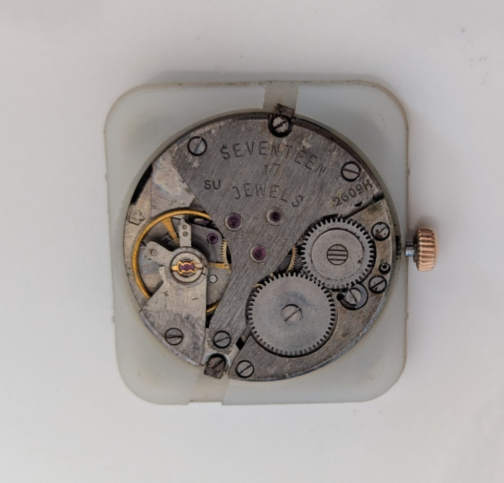 Genuine Poljot 2609.HA 17 Jewel Soviet Watch Movement Black Dial Manual Wind