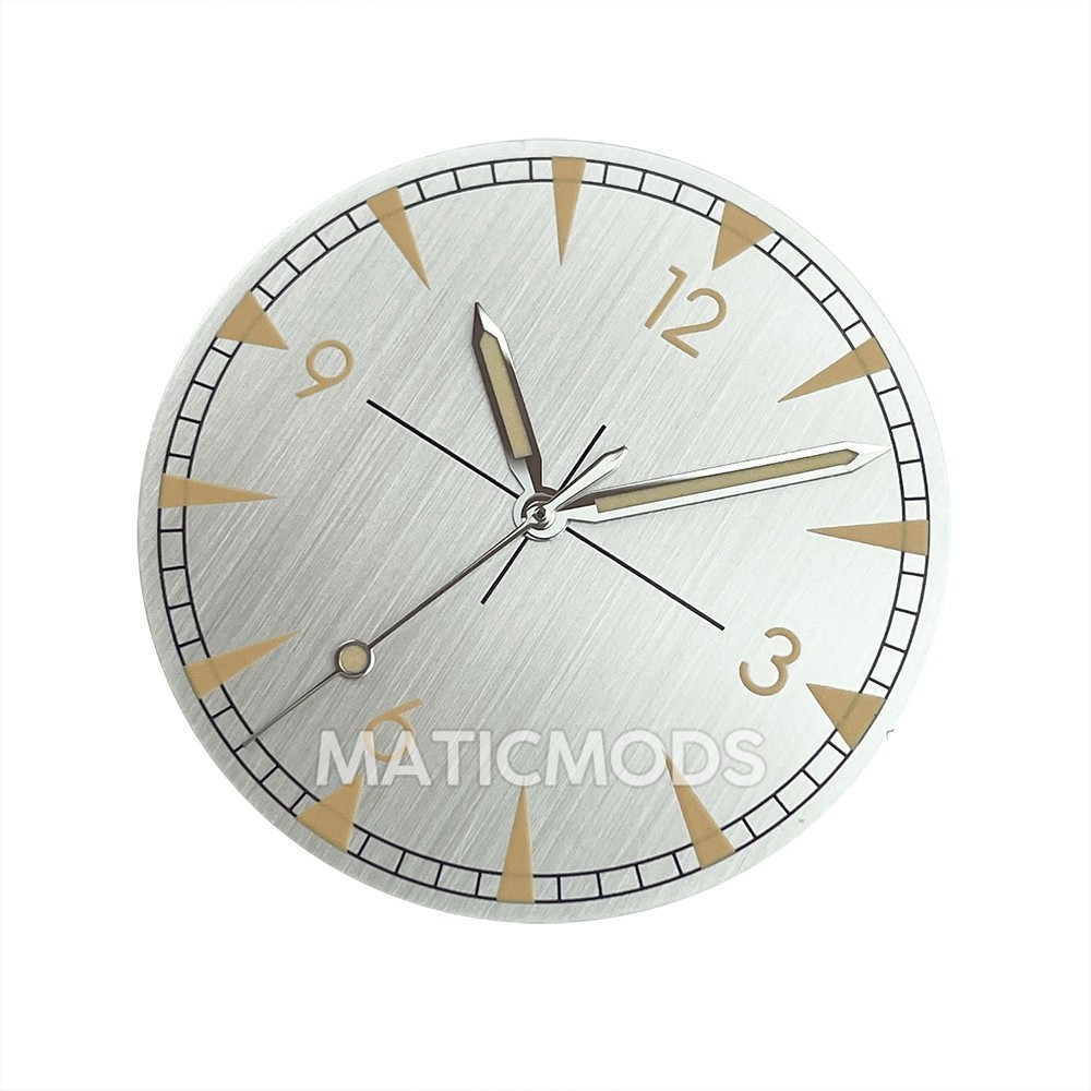 Brushed Rail Silver Sterile Watch Dial 33.2mm with Hands Window for NH35 NH38